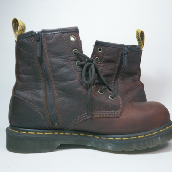 Womens Dr Martens Industrial Steel Toe Slip Resistant Boots Maple Zip Size 9L - Picture 6 of 11
